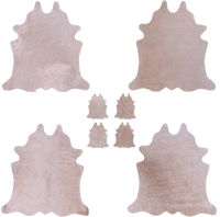 Thumbnail for Champagne Real Cowhide 4 Placemats With 4 Coasters - Set Of Four