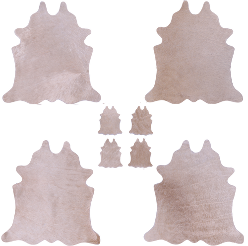 Champagne Real Cowhide 4 Placemats With 4 Coasters - Set Of Four