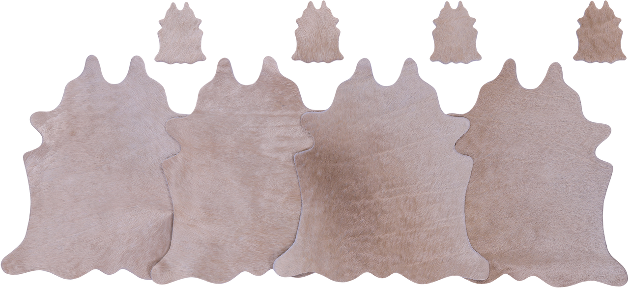 Champagne Real Cowhide 4 Placemats With 4 Coasters - Set Of Four