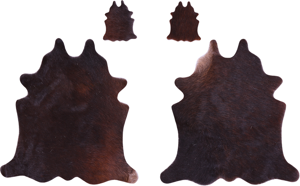 Dark Brown Real Cowhide 2 Placemats With 2 Coasters - Set Of Two