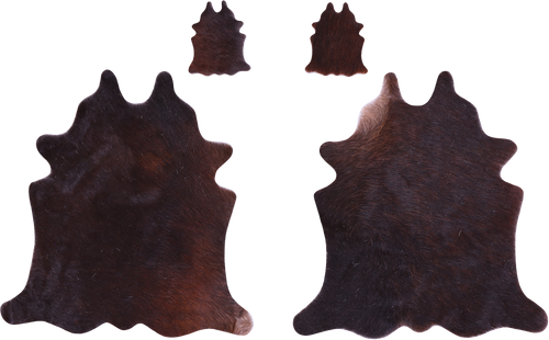 Dark Brown Real Cowhide 2 Placemats With 2 Coasters - Set Of Two