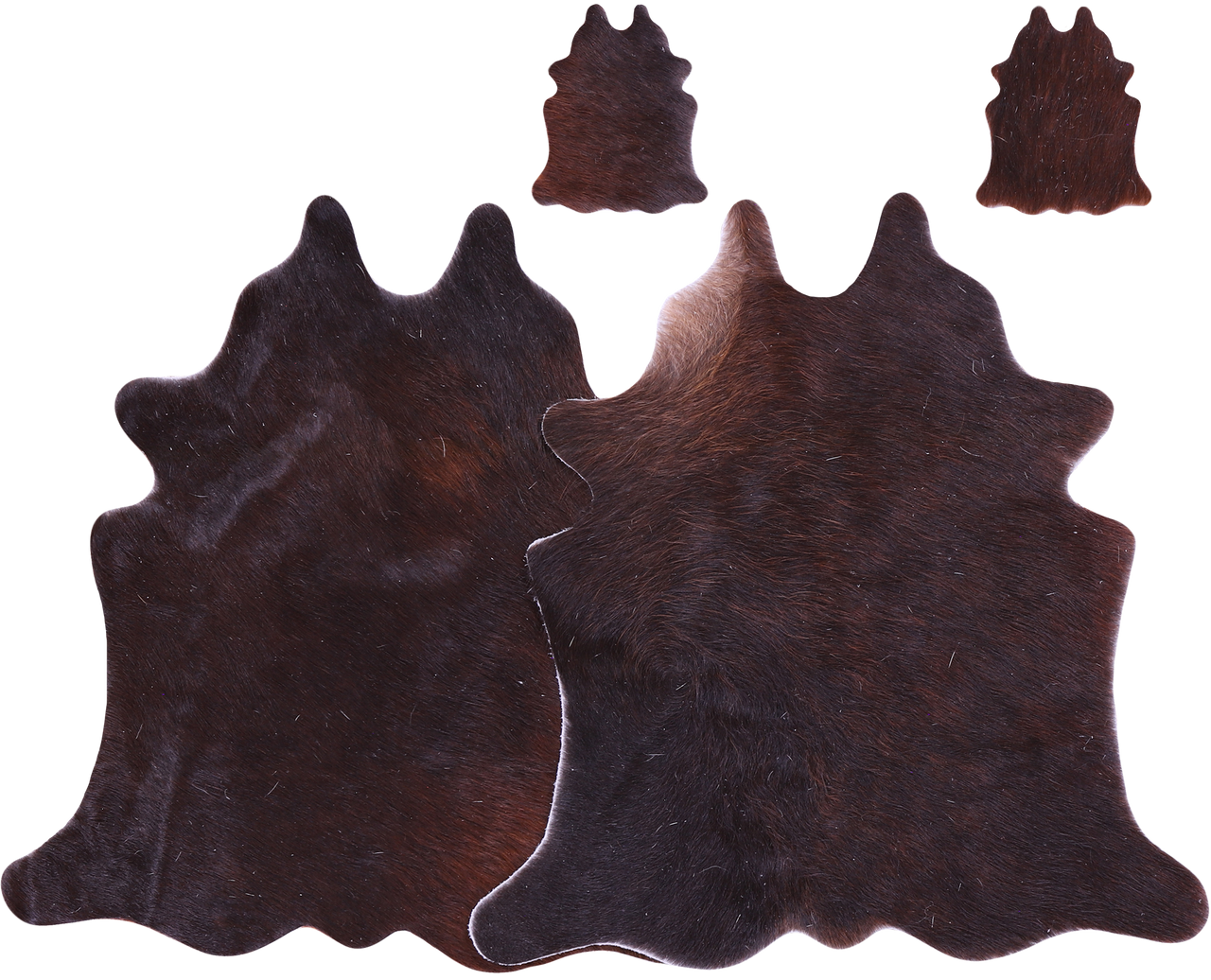 Dark Brown Real Cowhide 2 Placemats With 2 Coasters - Set Of Two