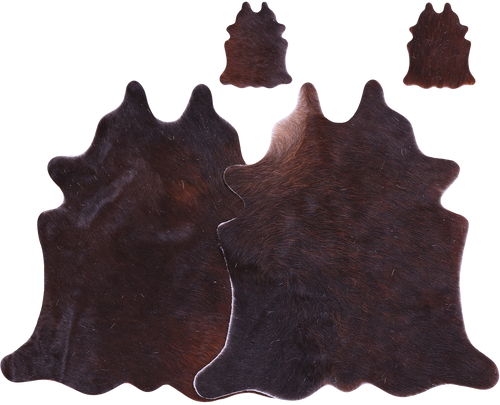 Dark Brown Real Cowhide 2 Placemats With 2 Coasters - Set Of Two