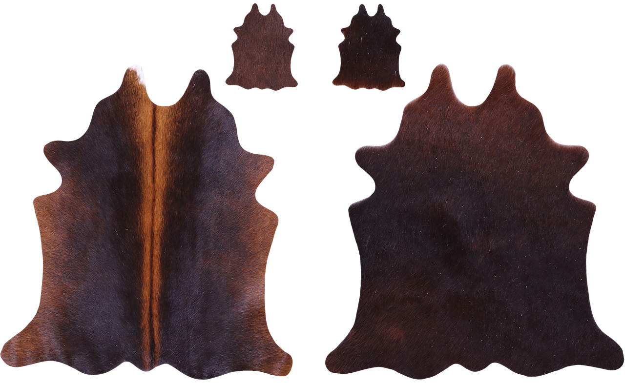 Dark Brown Real Cowhide 2 Placemats With 2 Coasters - Set Of Two