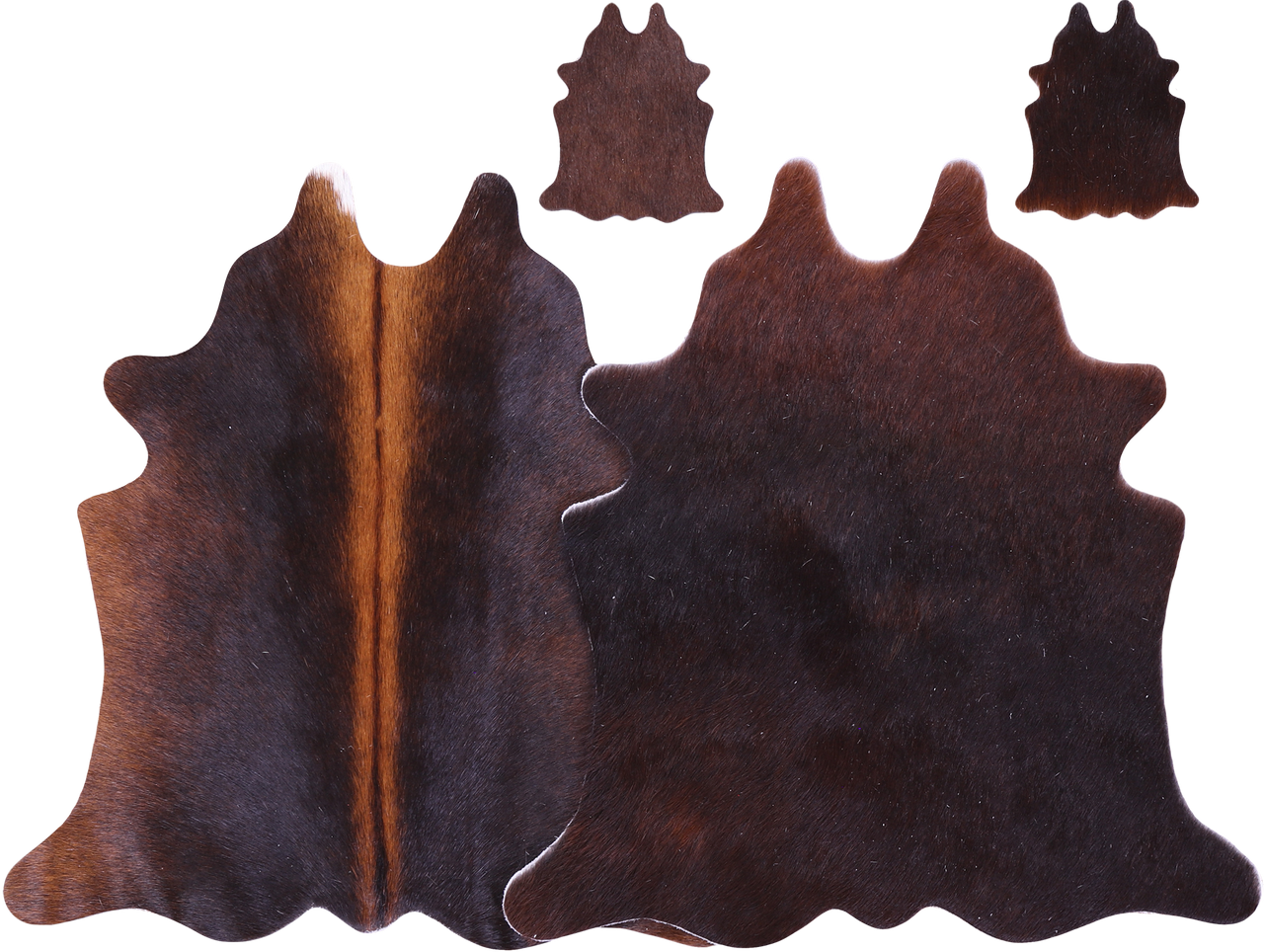 Dark Brown Real Cowhide 2 Placemats With 2 Coasters - Set Of Two