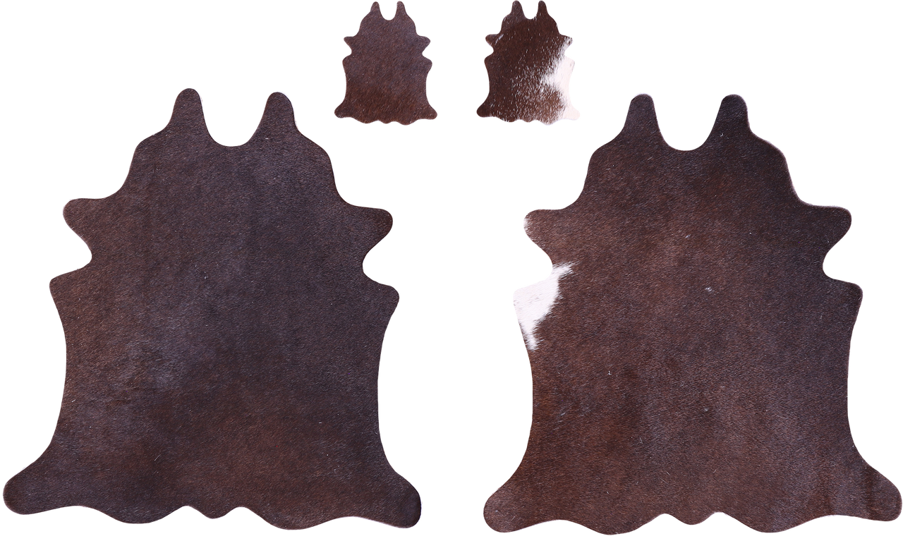 Dark Brown Real Cowhide 2 Placemats With 2 Coasters - Set Of Two