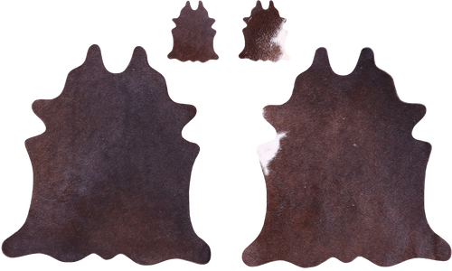 Dark Brown Real Cowhide 2 Placemats With 2 Coasters - Set Of Two