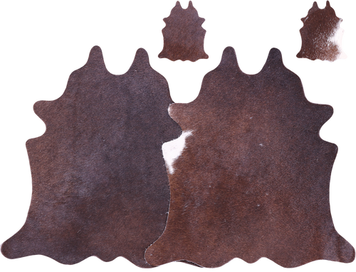 Dark Brown Real Cowhide 2 Placemats With 2 Coasters - Set Of Two