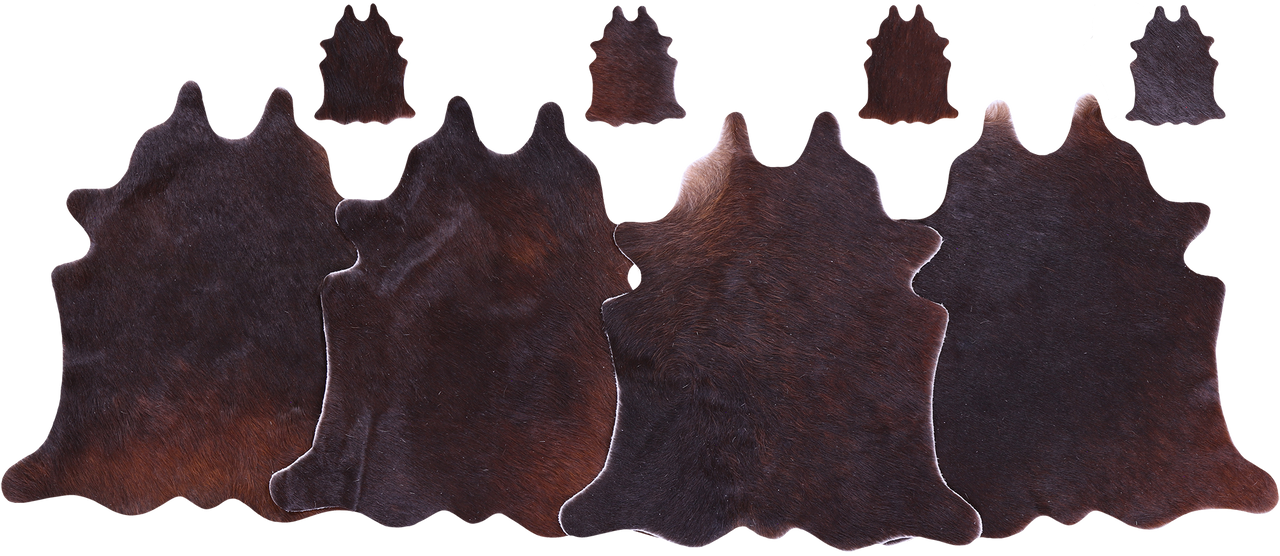 Dark Brown Real Cowhide 4 Placemats With 4 Coasters - Set Of Four