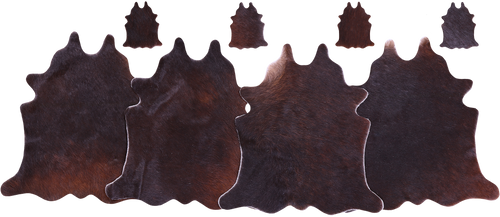 Dark Brown Real Cowhide 4 Placemats With 4 Coasters - Set Of Four