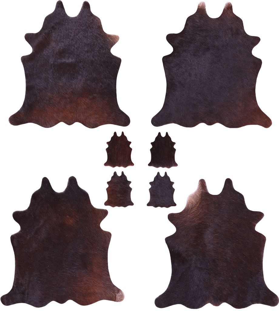 Dark Brown Real Cowhide 4 Placemats With 4 Coasters - Set Of Four