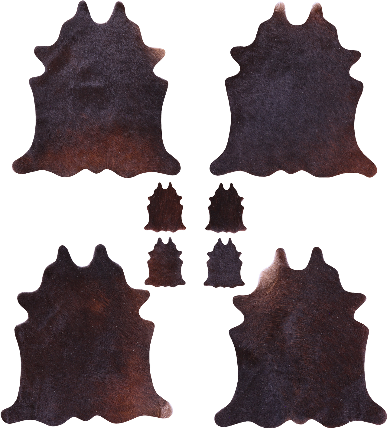 Dark Brown Real Cowhide 4 Placemats With 4 Coasters - Set Of Four