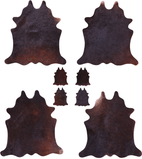 Dark Brown Real Cowhide 4 Placemats With 4 Coasters - Set Of Four