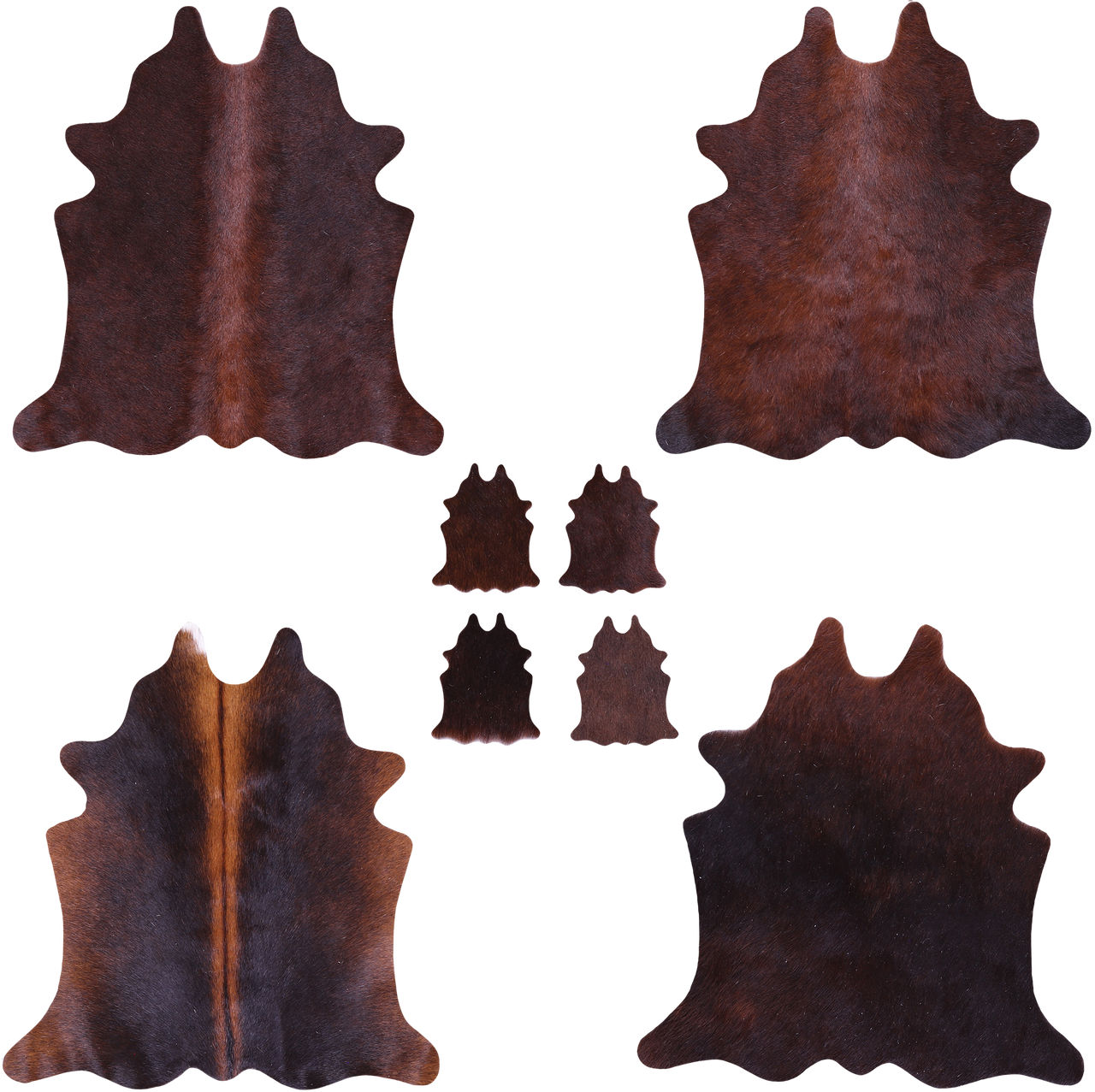 Dark Brown Real Cowhide 4 Placemats With 4 Coasters - Set Of Four