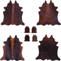 Thumbnail for Dark Brown Real Cowhide 4 Placemats With 4 Coasters - Set Of Four