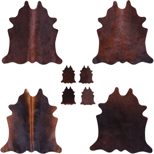 Dark Brown Real Cowhide 4 Placemats With 4 Coasters - Set Of Four