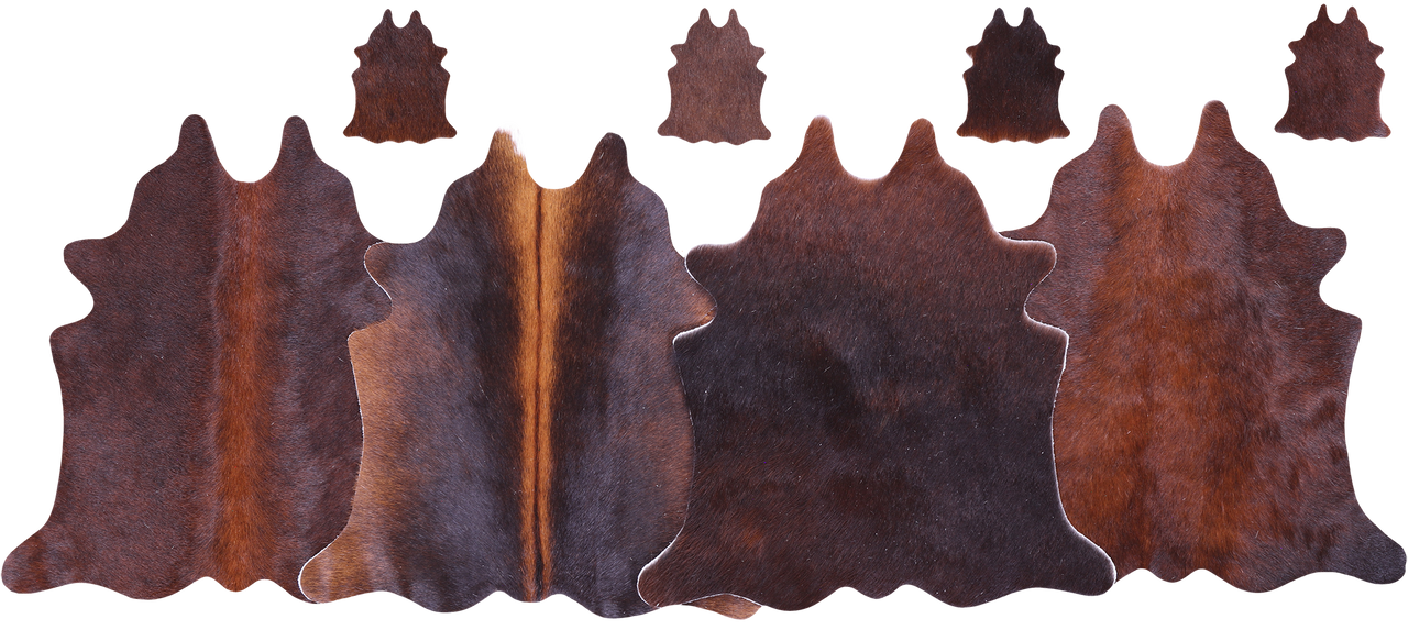 Dark Brown Real Cowhide 4 Placemats With 4 Coasters - Set Of Four