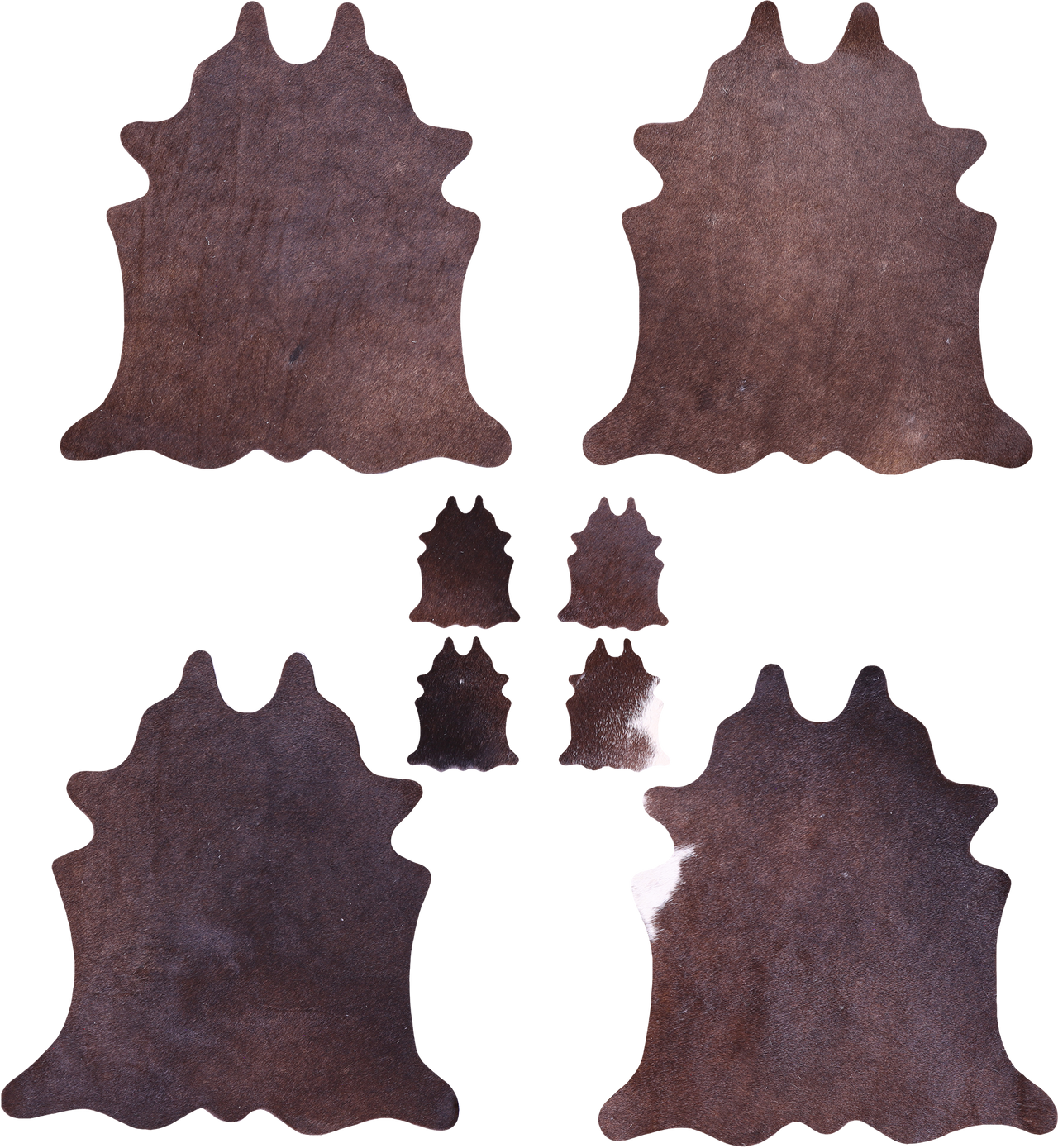 Dark Brown Real Cowhide 4 Placemats With 4 Coasters - Set Of Four
