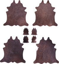 Thumbnail for Dark Brown Real Cowhide 4 Placemats With 4 Coasters - Set Of Four