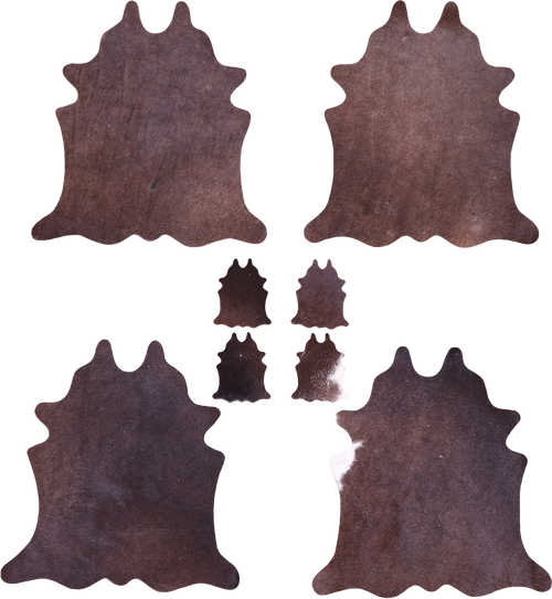 Dark Brown Real Cowhide 4 Placemats With 4 Coasters - Set Of Four