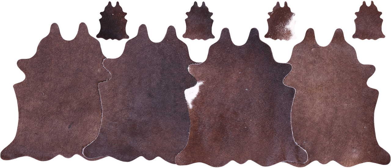 Dark Brown Real Cowhide 4 Placemats With 4 Coasters - Set Of Four