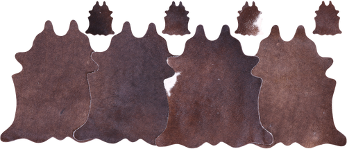 Dark Brown Real Cowhide 4 Placemats With 4 Coasters - Set Of Four