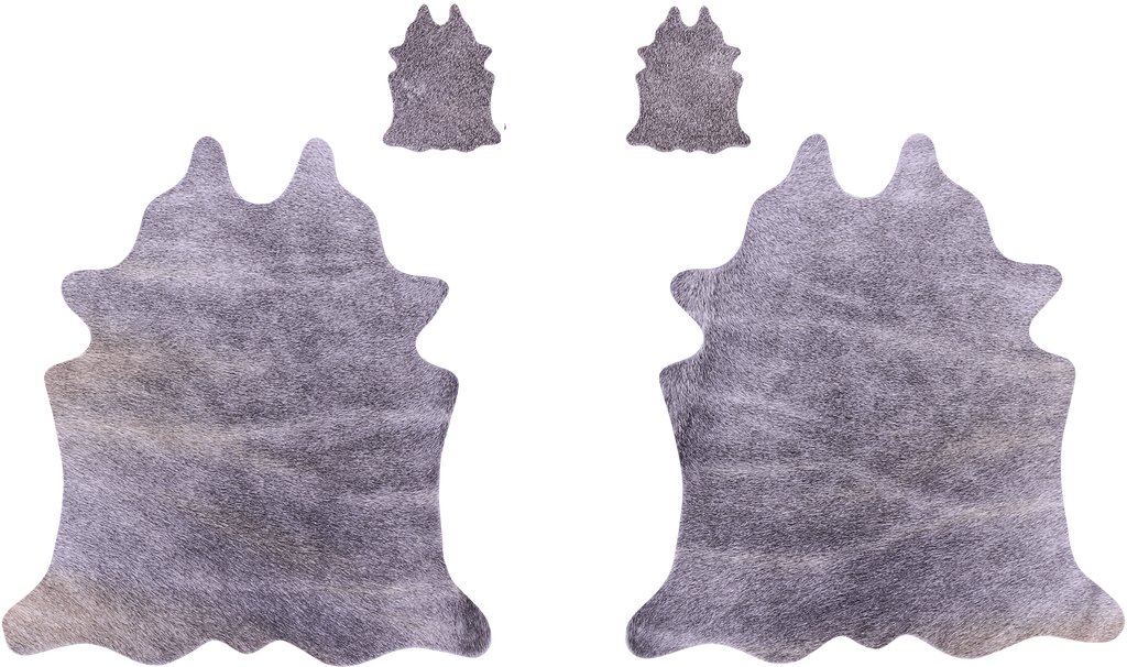 Grey Real Cowhide 2 Placemats With 2 Coasters - Set Of Two