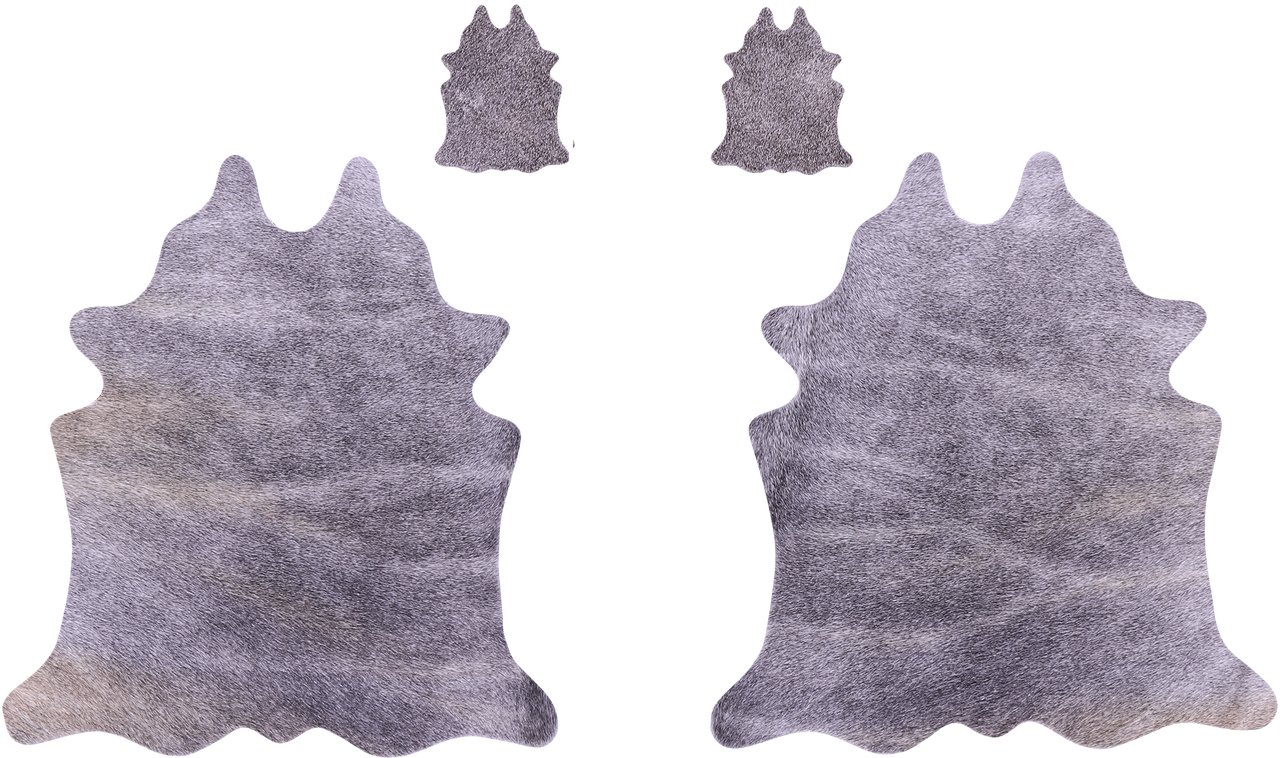 Grey Real Cowhide 2 Placemats With 2 Coasters - Set Of Two