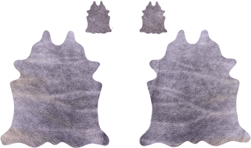 Grey Real Cowhide 2 Placemats With 2 Coasters - Set Of Two