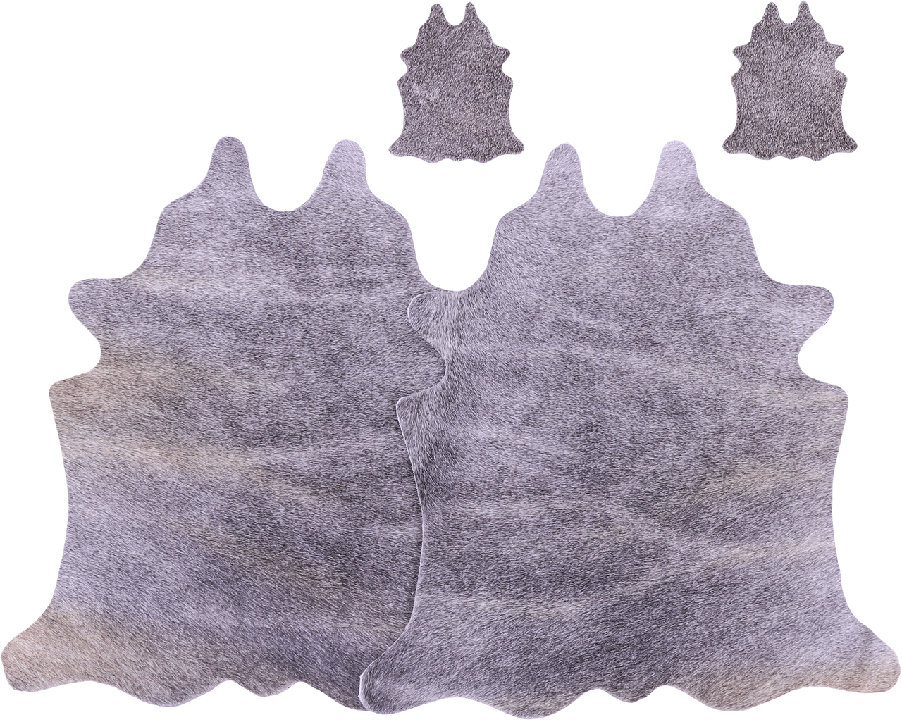 Grey Real Cowhide 2 Placemats With 2 Coasters - Set Of Two