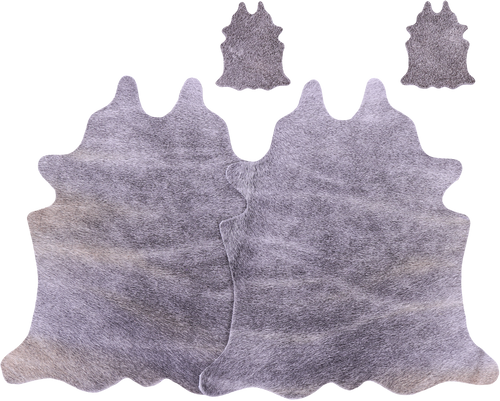 Grey Real Cowhide 2 Placemats With 2 Coasters - Set Of Two