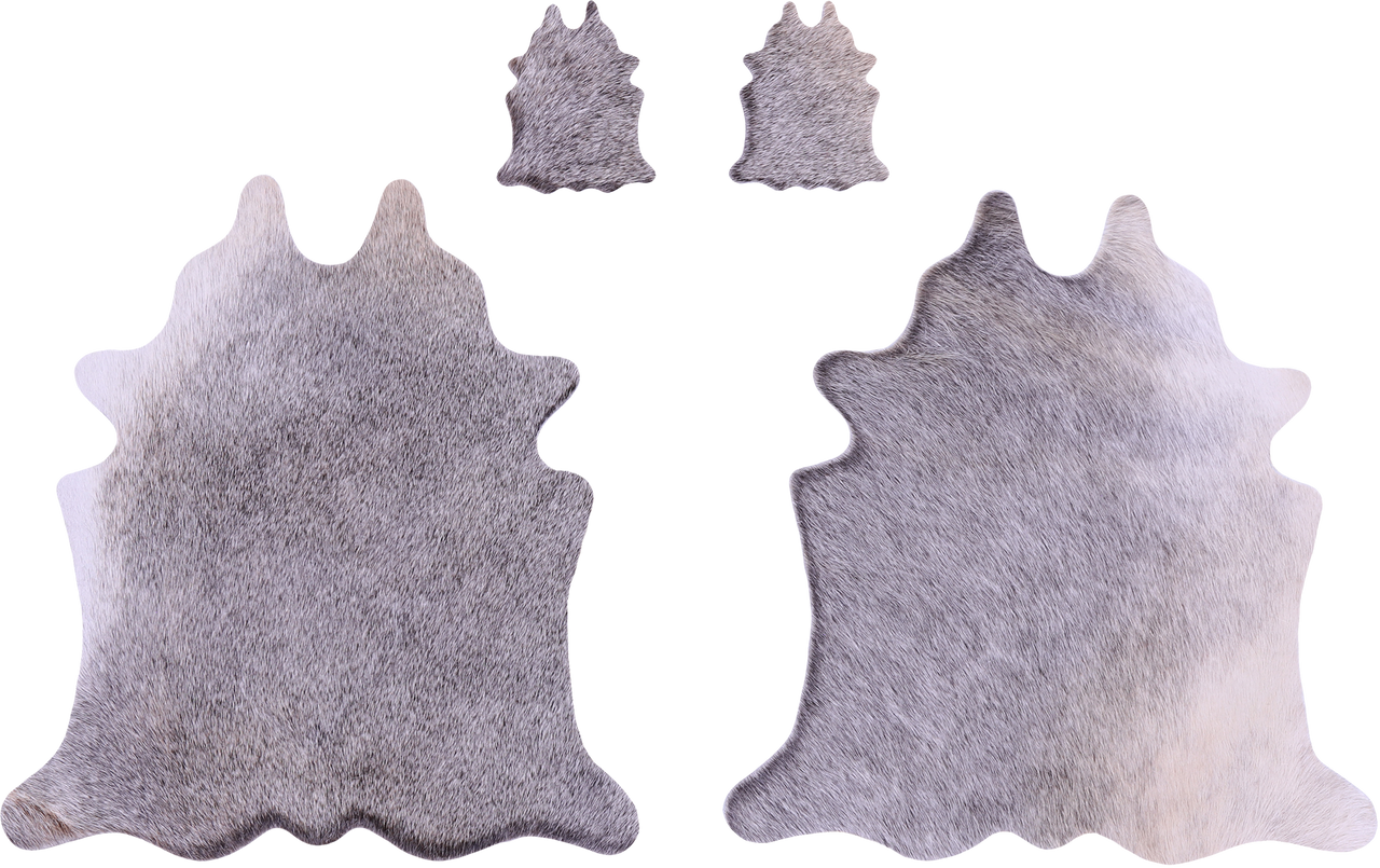Grey Real Cowhide 2 Placemats With 2 Coasters - Set Of Two