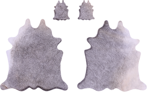 Grey Real Cowhide 2 Placemats With 2 Coasters - Set Of Two