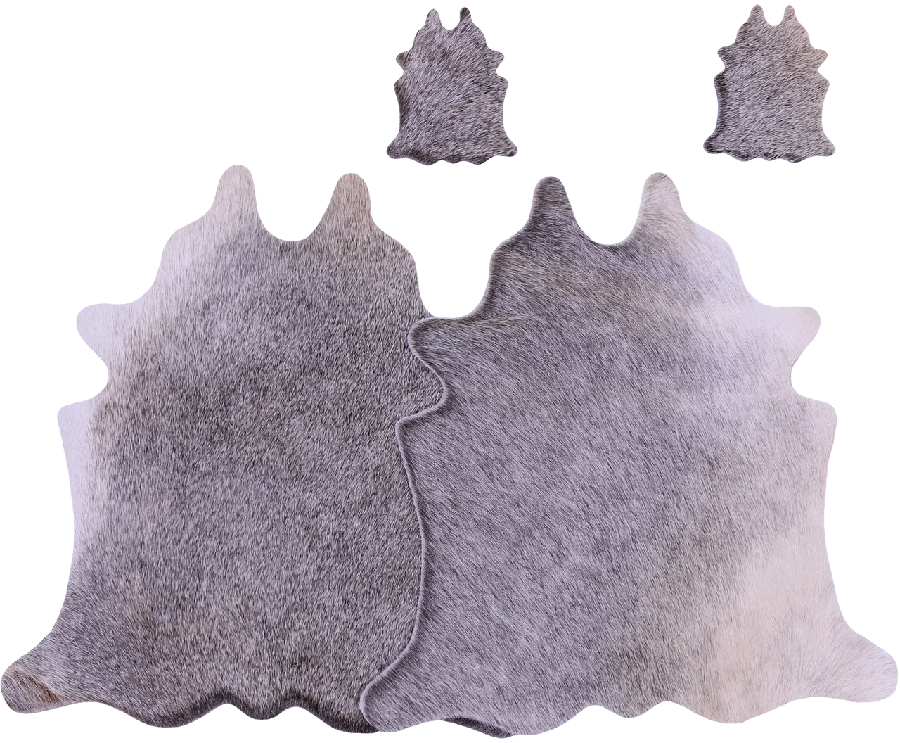 Grey Real Cowhide 2 Placemats With 2 Coasters - Set Of Two