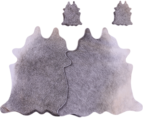 Grey Real Cowhide 2 Placemats With 2 Coasters - Set Of Two