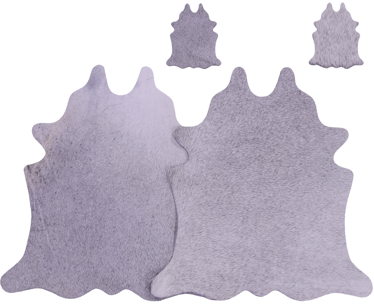 Grey Real Cowhide 2 Placemats With 2 Coasters - Set Of Two
