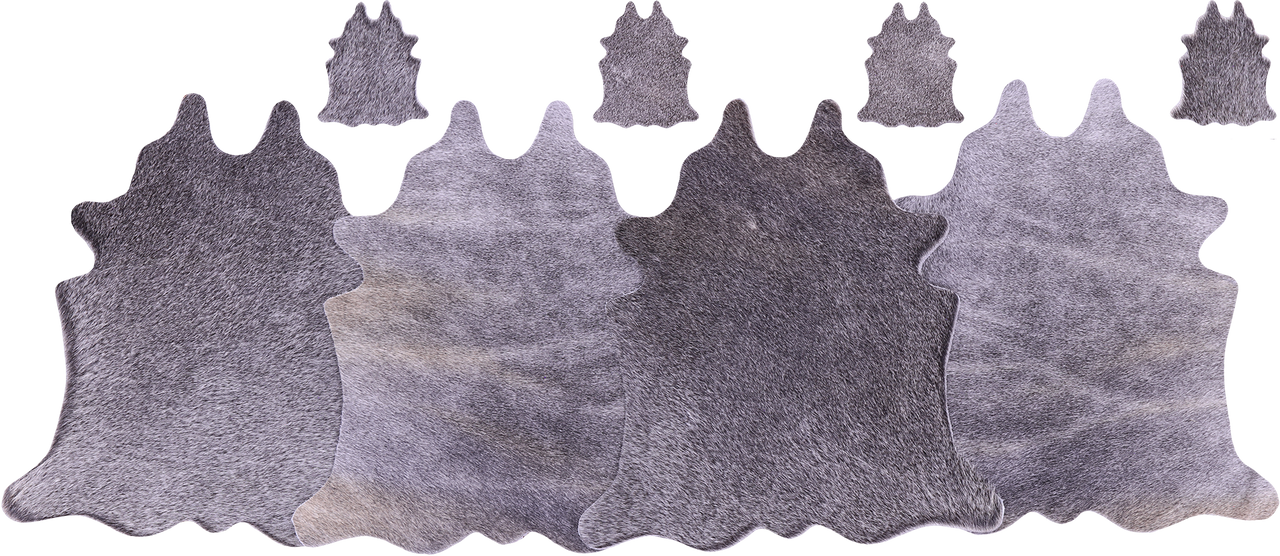 Grey Real Cowhide 4 Placemats With 4 Coasters - Set Of Four
