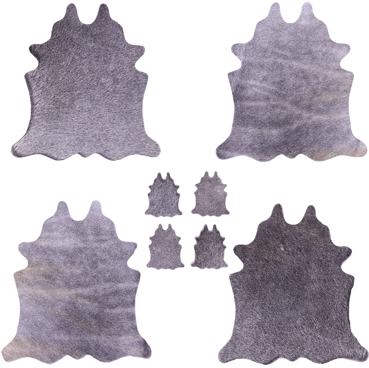 Grey Real Cowhide 4 Placemats With 4 Coasters - Set Of Four