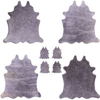 Thumbnail for Grey Real Cowhide 4 Placemats With 4 Coasters - Set Of Four