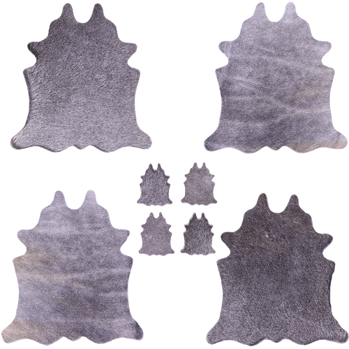 Grey Real Cowhide 4 Placemats With 4 Coasters - Set Of Four