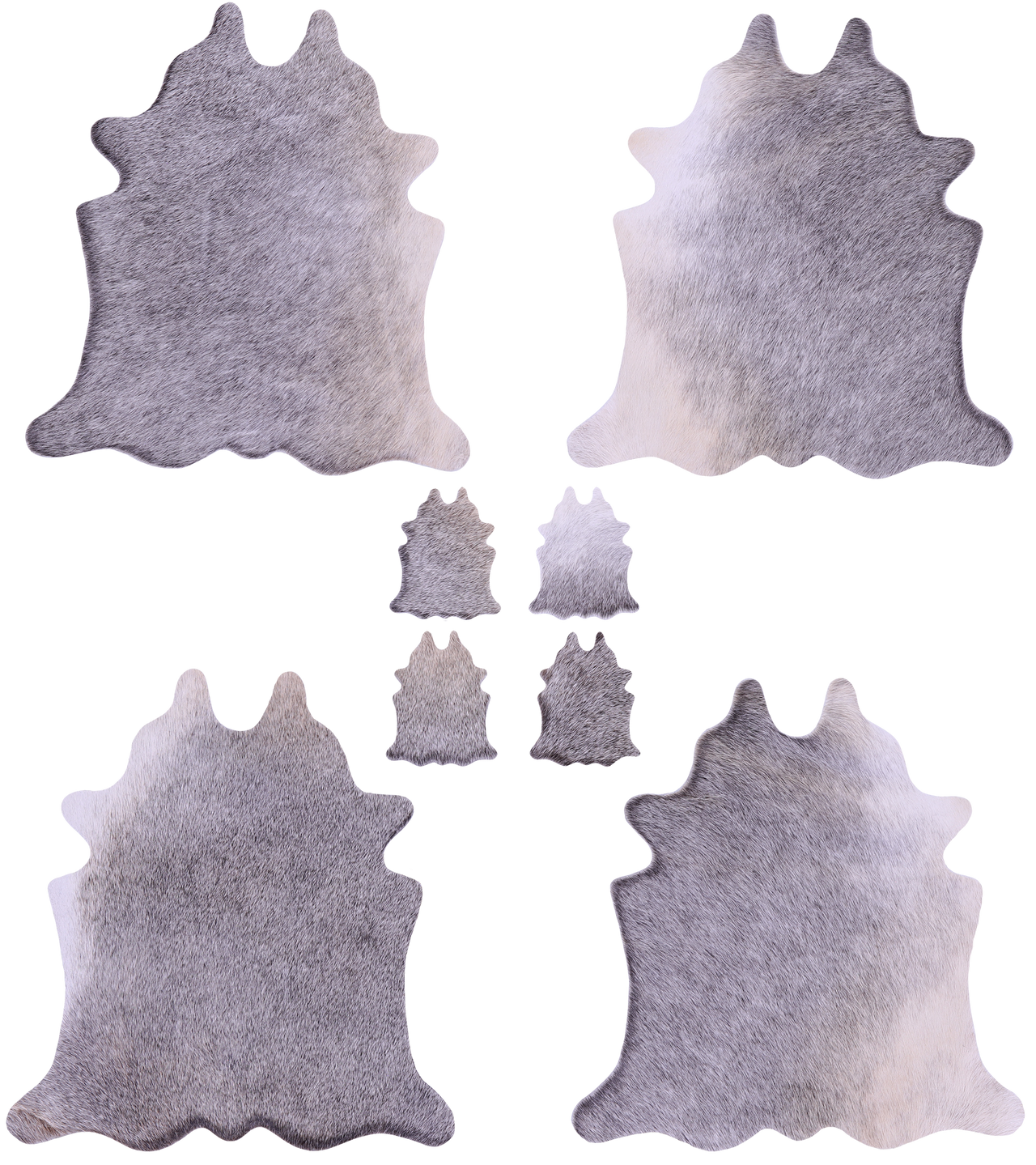 Grey Real Cowhide 4 Placemats With 4 Coasters - Set Of Four