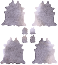 Thumbnail for Grey Real Cowhide 4 Placemats With 4 Coasters - Set Of Four