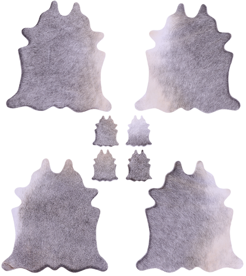 Grey Real Cowhide 4 Placemats With 4 Coasters - Set Of Four