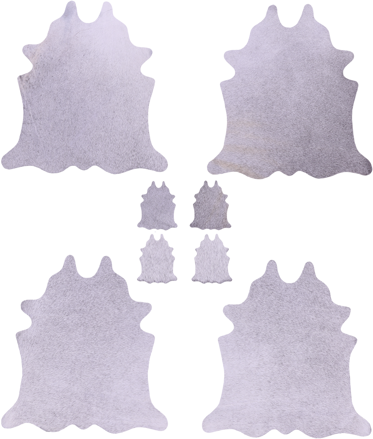 Grey Real Cowhide 4 Placemats With 4 Coasters - Set Of Four