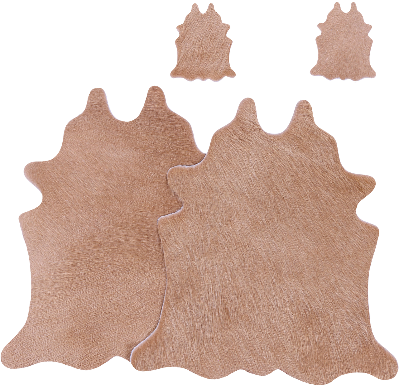 Light Brown Real Cowhide 2 Placemats With 2 Coasters - Set Of Two