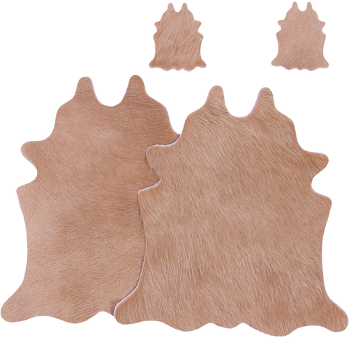 Light Brown Real Cowhide 2 Placemats With 2 Coasters - Set Of Two