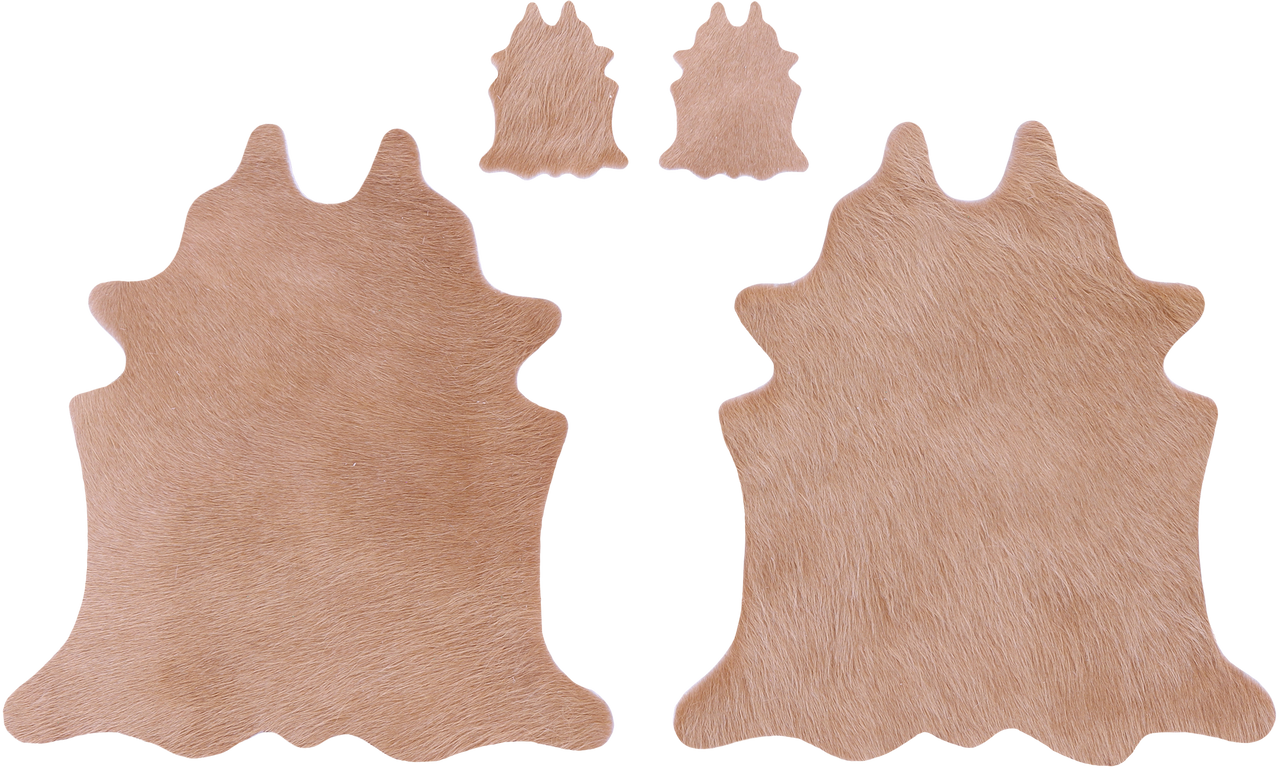 Light Brown Real Cowhide 2 Placemats With 2 Coasters - Set Of Two