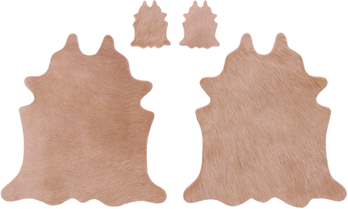 Light Brown Real Cowhide 2 Placemats With 2 Coasters - Set Of Two