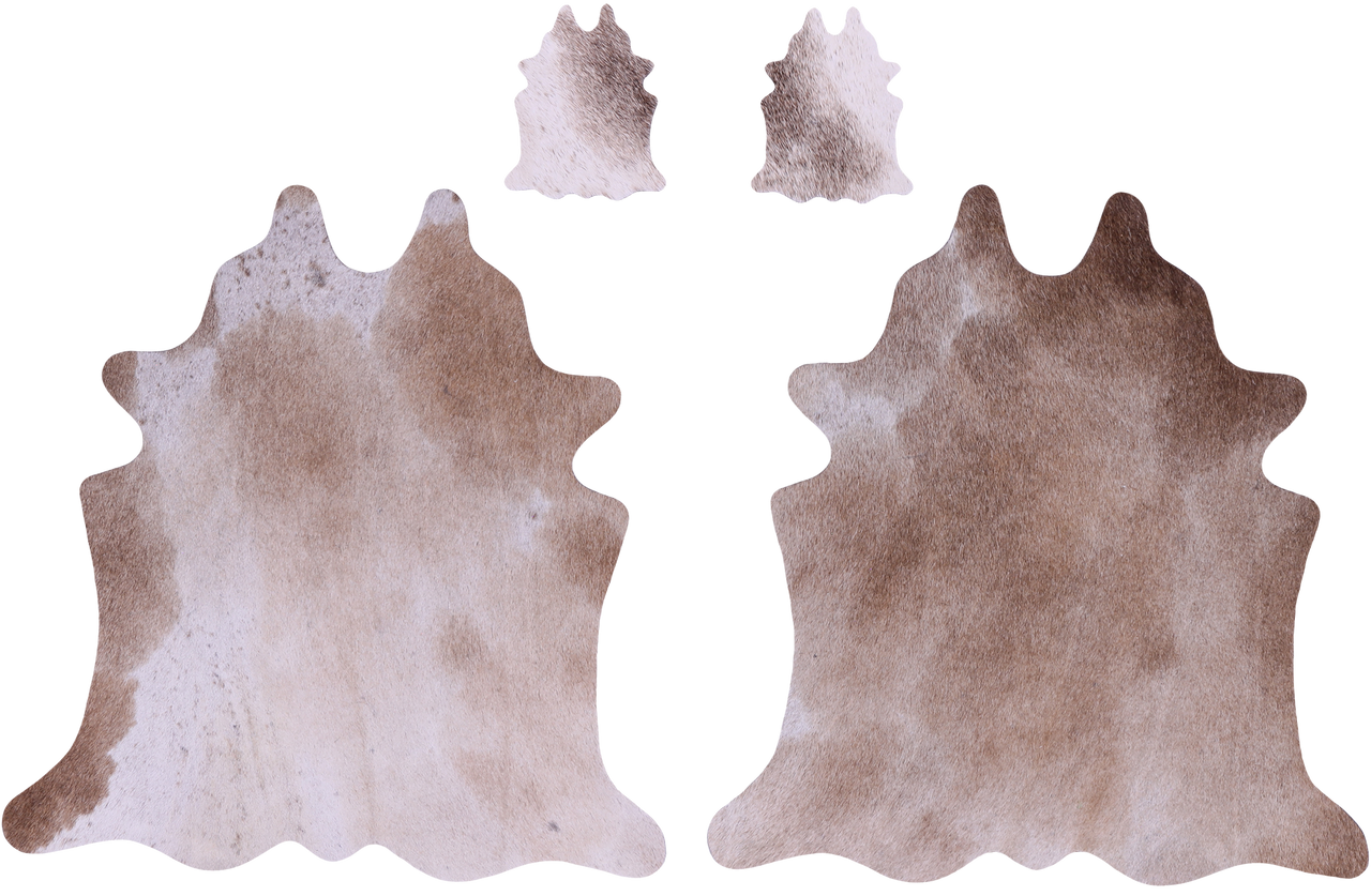 Light Brown Real Cowhide 2 Placemats With 2 Coasters - Set Of Two