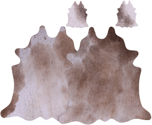 Light Brown Real Cowhide 2 Placemats With 2 Coasters - Set Of Two